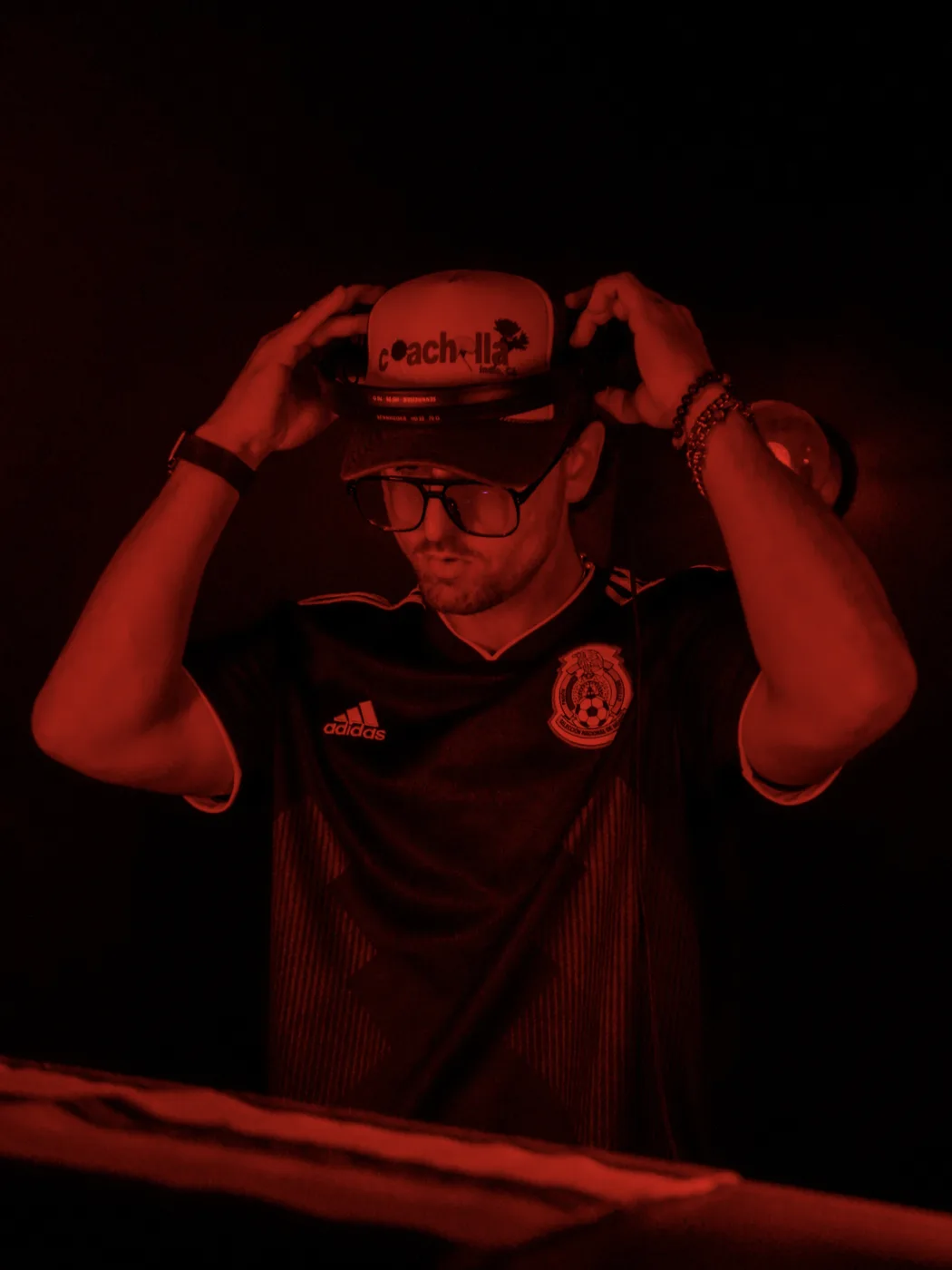 AUSTAL close portrait, red lighting